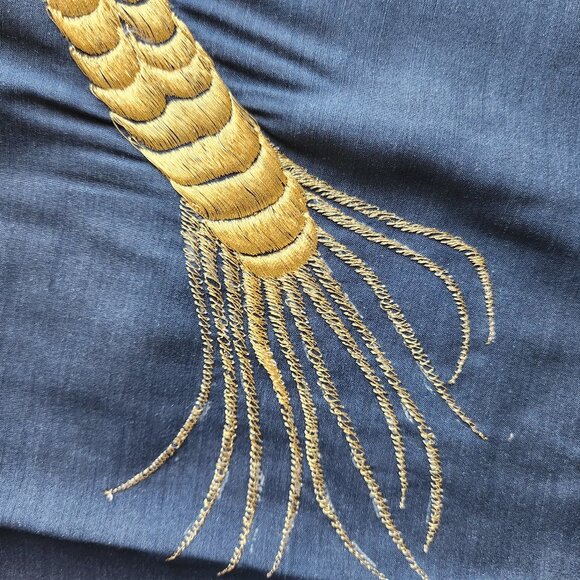 Japanese Dragon Embroidered Silk Kimono Robe Belt Blue Men's Made in Japan - Picture 11 of 12